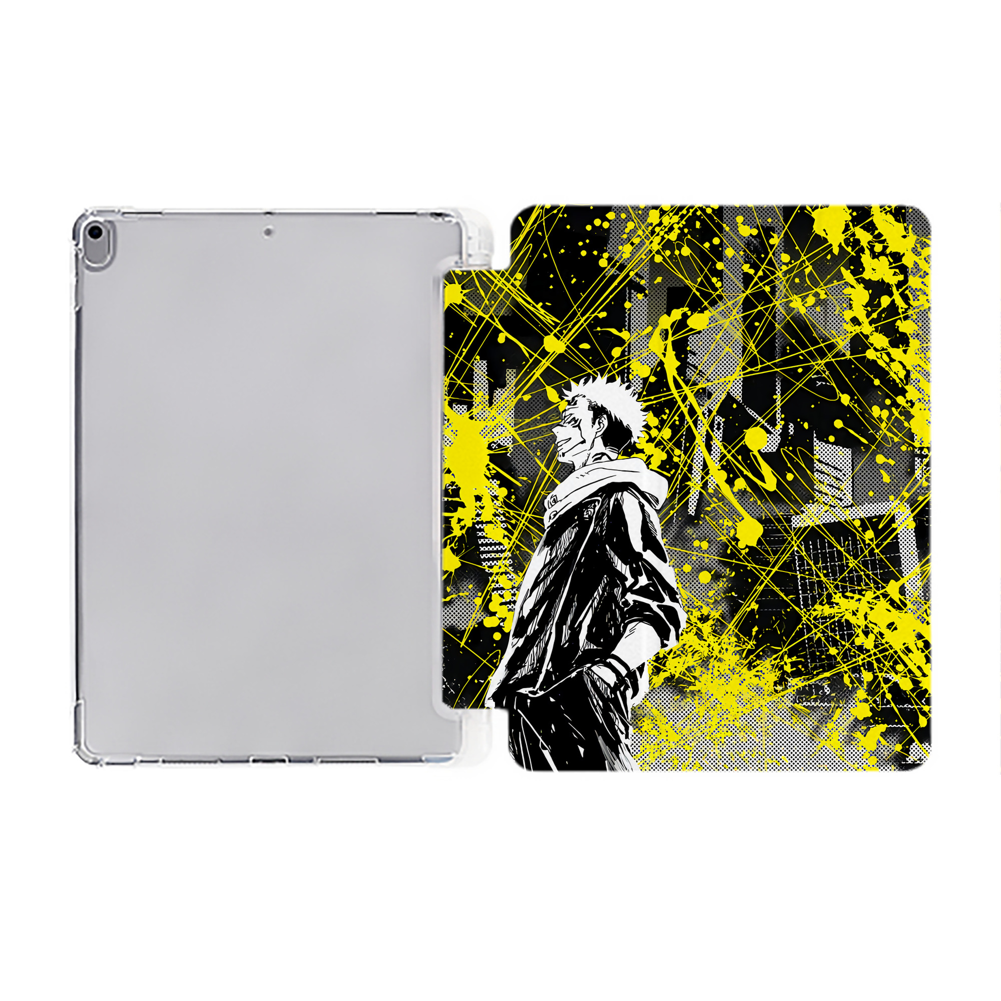 （画像用） 呪術廻戦 Jujutsu Kaisen IPad ケース ペン収納付き 三つ折りスタンド PUレザー×シリコン 対応機種9.5/10.5/10.9インチ